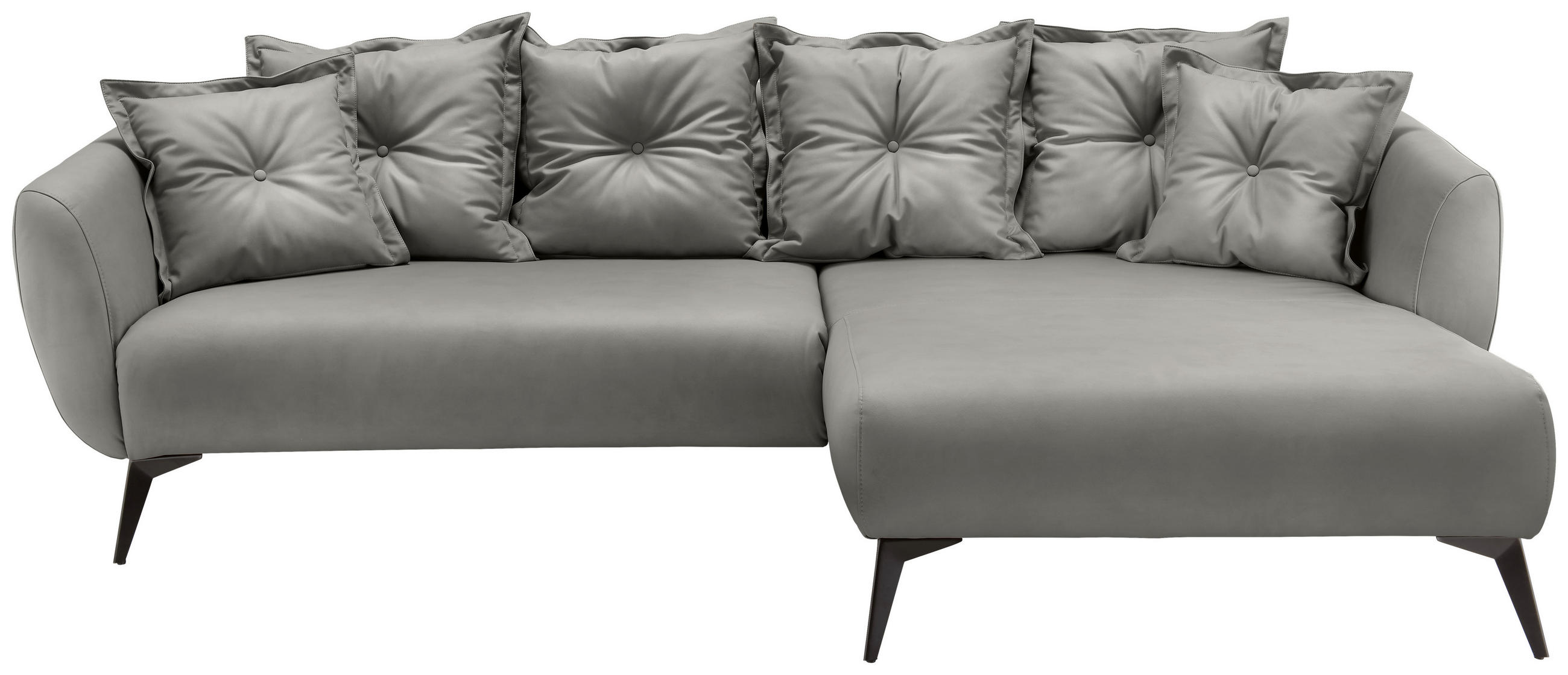 ECKSOFA in Lederlook Grau  277/162 cm  - Schwarz/Grau, MODERN, Textil/Metall (277/162cm) - Livetastic