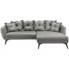 ECKSOFA in Lederlook Grau  277/162 cm  - Schwarz/Grau, MODERN, Textil/Metall (277/162cm) - Livetastic
