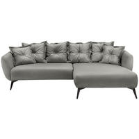 ECKSOFA in Lederlook Grau  - Schwarz/Grau, Modern, Textil/Metall (277/162cm) - Livetastic