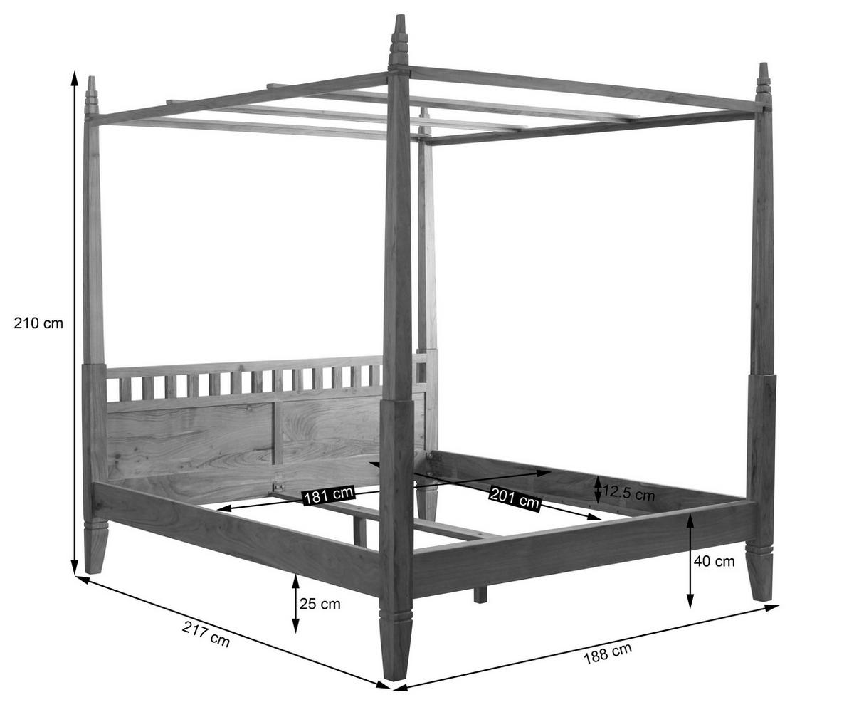 HIMMELBETT 180/200 cm  in Akaziefarben  - Akaziefarben, MODERN, Holz (180/200cm) - MID.YOU