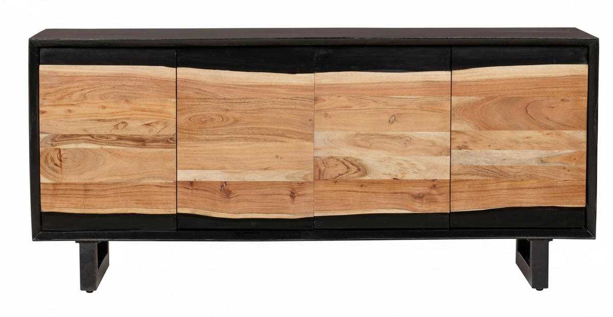 SIDEBOARD  in 168/76/61 cm  - Schwarz/Naturfarben, Design, Holz/Metall (168/76/61cm) - Livetastic