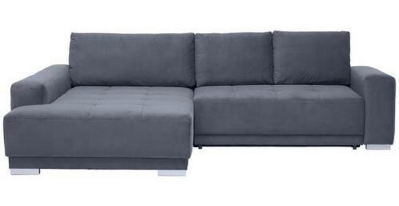 ECKSOFA inkl.Funktionen Grau Samt  - Silberfarben/Grau, Design, Holz/Textil (195/293cm) - Cantus