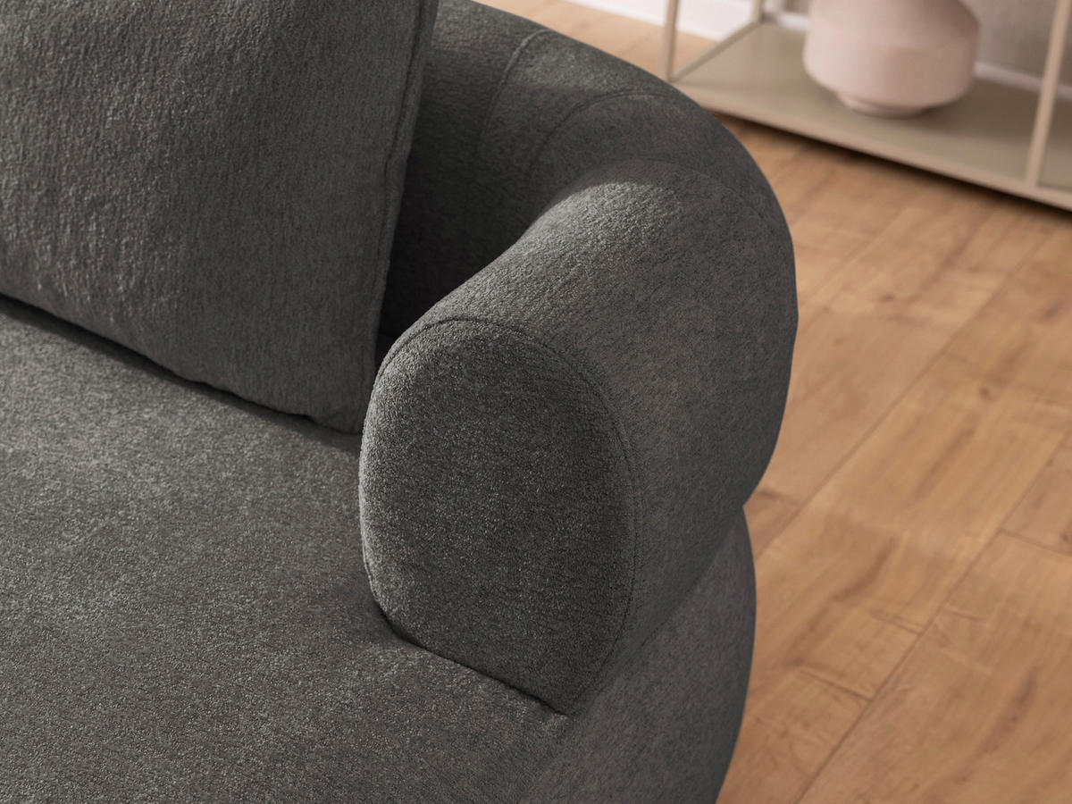 ECKSOFA in Chenille Anthrazit  - Anthrazit/Schwarz, Design, Kunststoff/Textil (256/156cm) - Livetastic