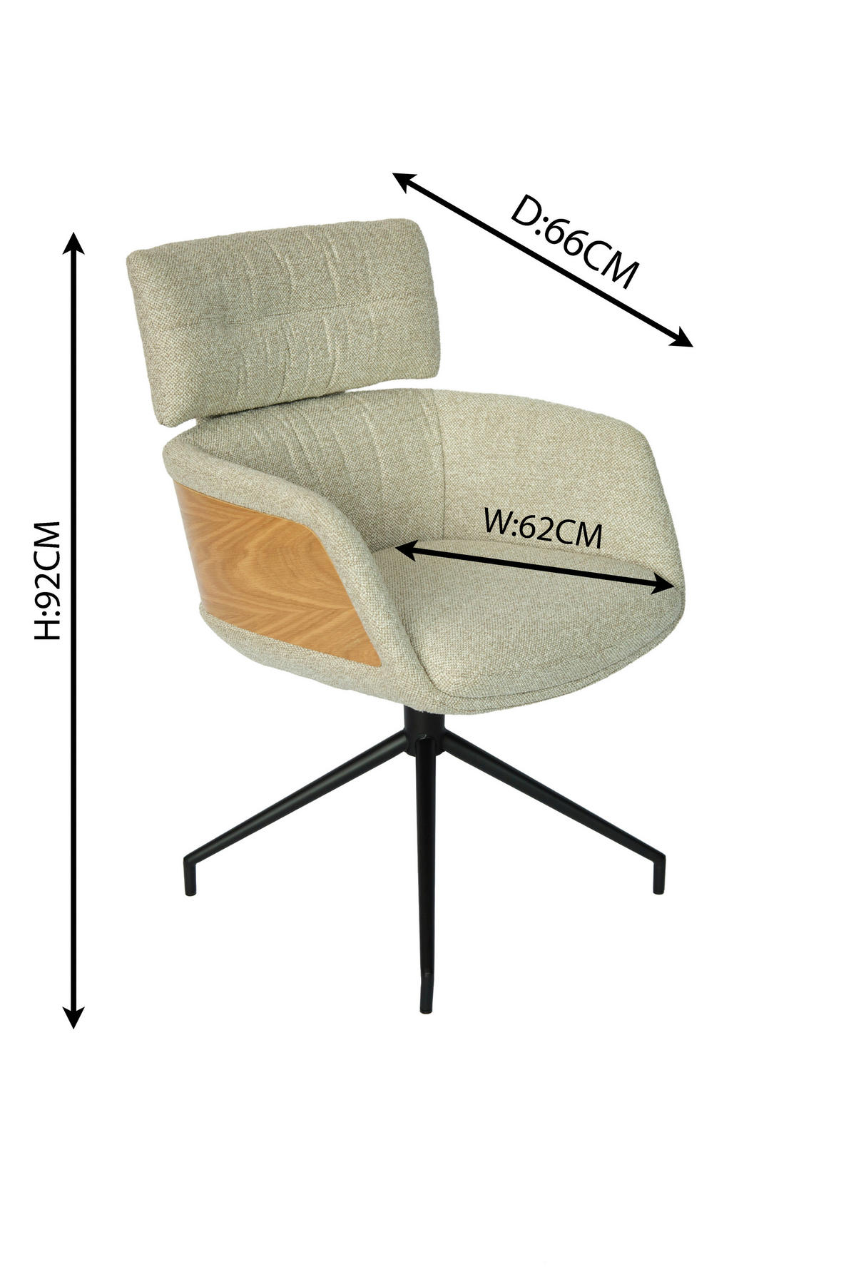 ARMLEHNSTUHL  in Eisen Webstoff  - Taupe/Eichefarben, Design, Holz/Textil (62/92/66cm) - Dieter Knoll