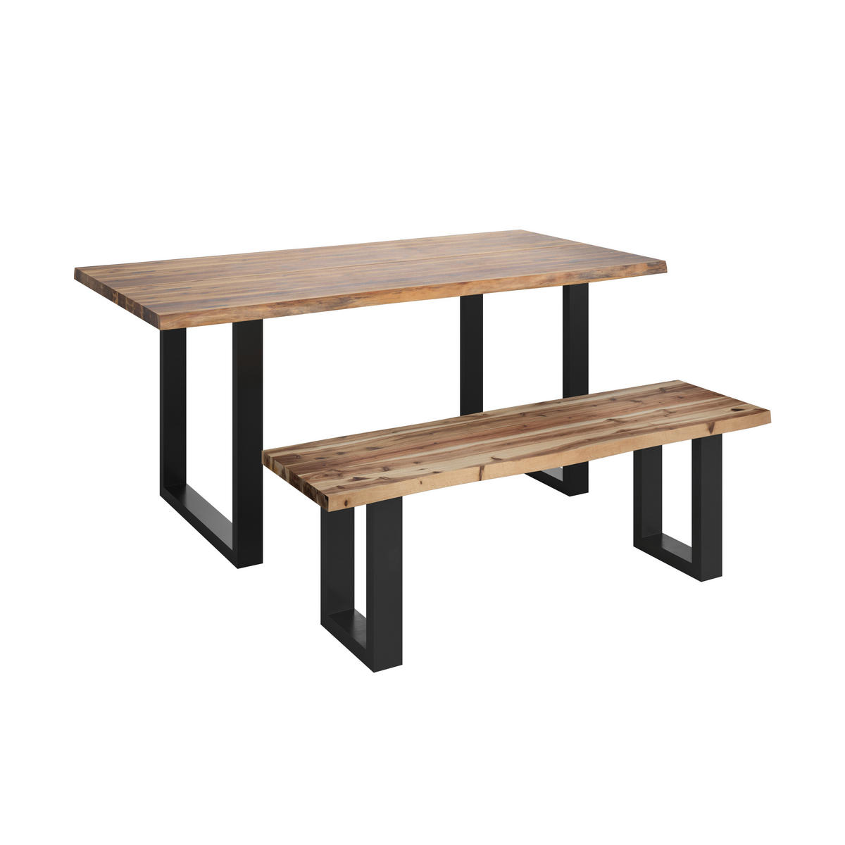 GARTENBANK in Schwarz, Akaziefarben  - Schwarz/Akaziefarben, Konventionell, Holz/Metall (160/45/40cm) - Ambia Garden