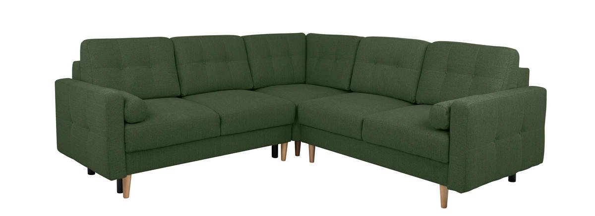 ECKSOFA in Grün  - Buchefarben/Grün, Design, Holz/Textil (242/242cm) - MID.YOU