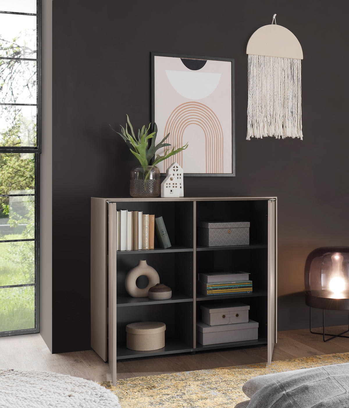 KOMMODE , 100/87/38 cm,  - Kaschmir/Schwarz, Design, Holzwerkstoff/Kunststoff (100/87/38cm) - Voleo