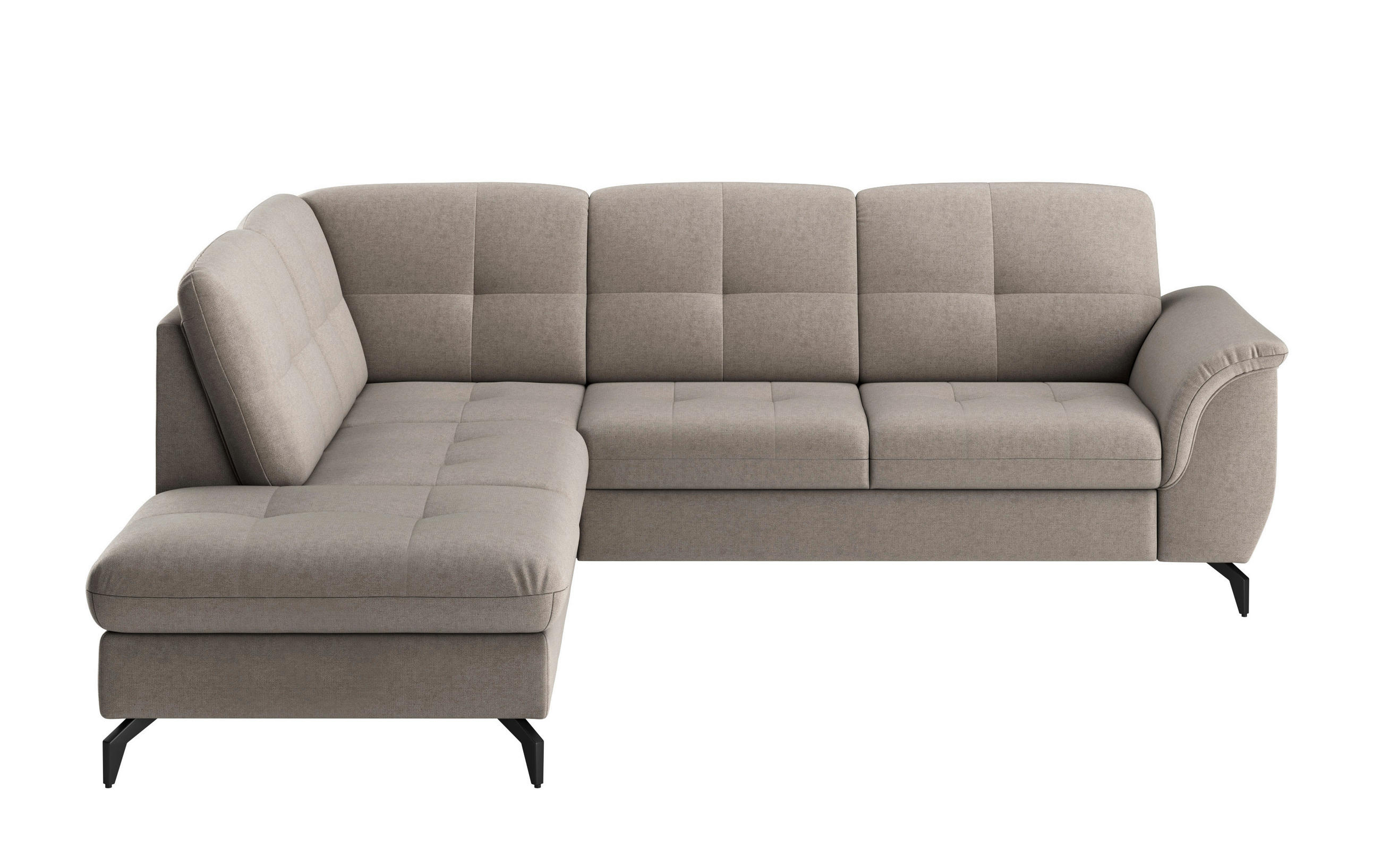 ECKSOFA in Flachgewebe Taupe  - Taupe/Schwarz, Modern, Textil/Metall (212/244cm) - Sit & More