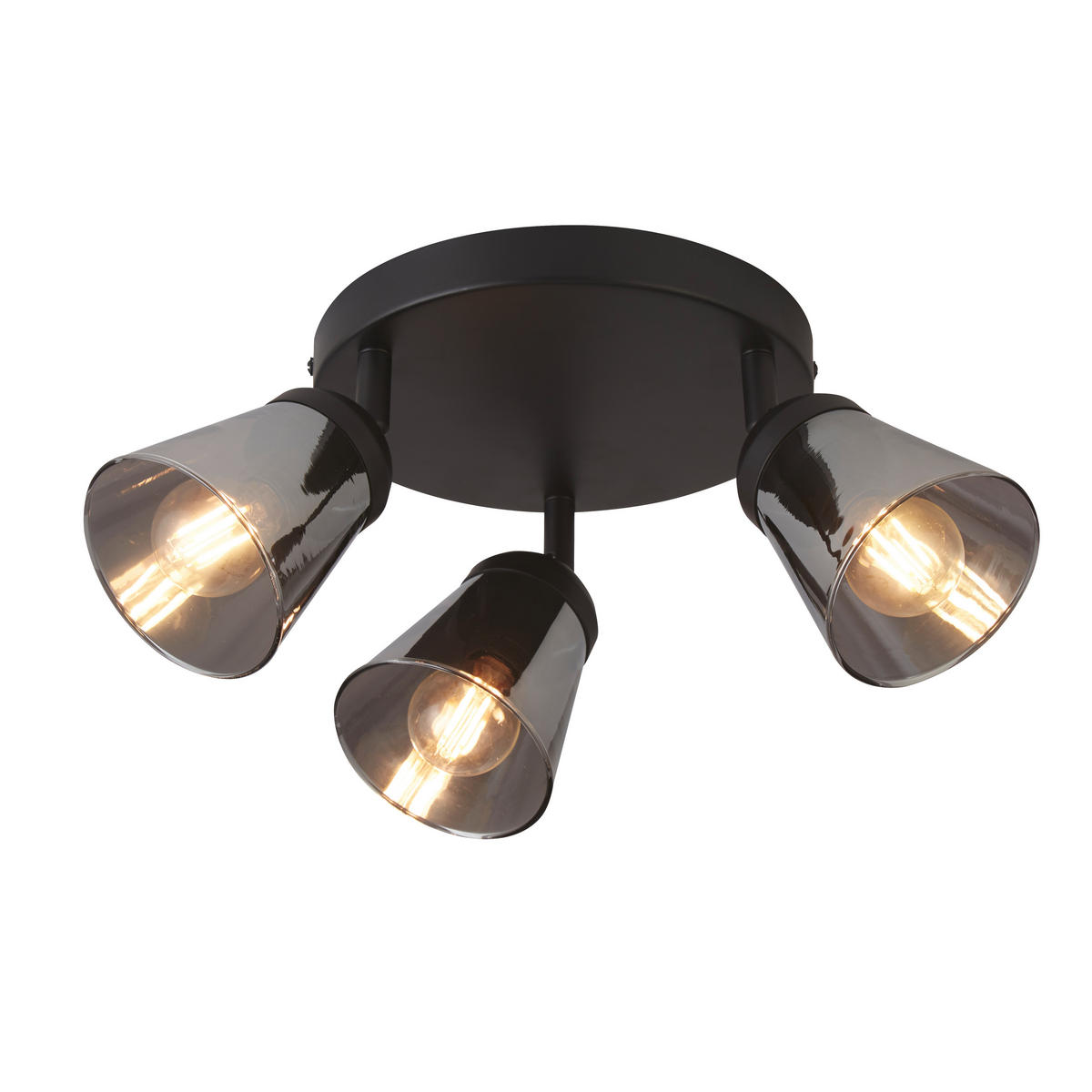 DECKENSTRAHLER Mega 42/42/11 cm   - Schwarz, Basics, Glas/Metall (42/42/11cm) - Searchlight