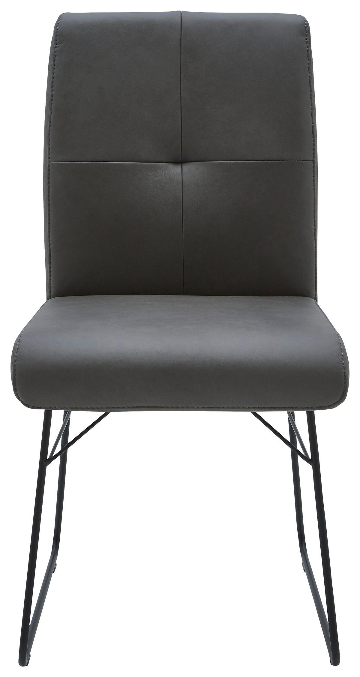 STUHL  in Stahl Echtleder pigmentiert Metall, Leder, Holzwerkstoff  - Anthrazit/Schwarz, Design, Leder/Holzwerkstoff (47/90/61cm) - Dieter Knoll