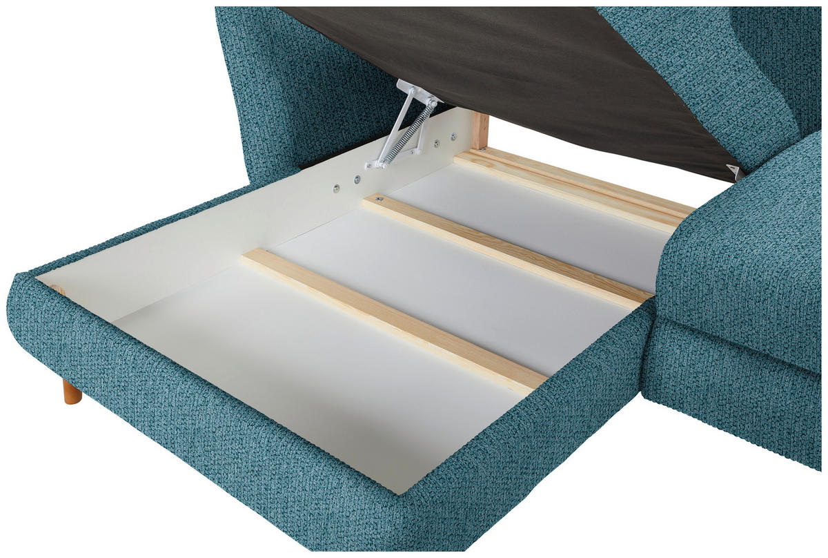 ECKSOFA in Webstoff Blau  - Blau/Eichefarben, Konventionell, Holz/Textil (284/162cm) - Carryhome