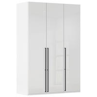 DREHTÜRENSCHRANK 151/235/61 cm,  in Weiß, Weiß Hochglanz, 3-türig  - Weiß Hochglanz/Schwarz, Basics, Holzwerkstoff/Metall (151/235/61cm) - Novel