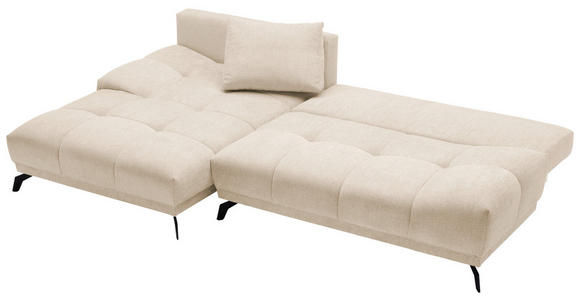 ECKSOFA in Chenille Creme  - Creme/Schwarz, MODERN, Textil/Metall (182/290cm) - Hom`in