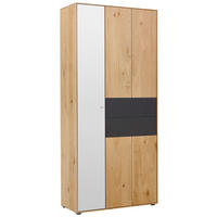 GARDEROBENSCHRANK  in 88,5/196/39 cm  - Eichefarben/Anthrazit, Natur, Glas/Holz (88,5/196/39cm) - Valnatura