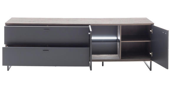 LOWBOARD in 208/68/50 cm - Eichefarben/Anthrazit, Design, Glas/Holz (208/68/50cm) - Novel
