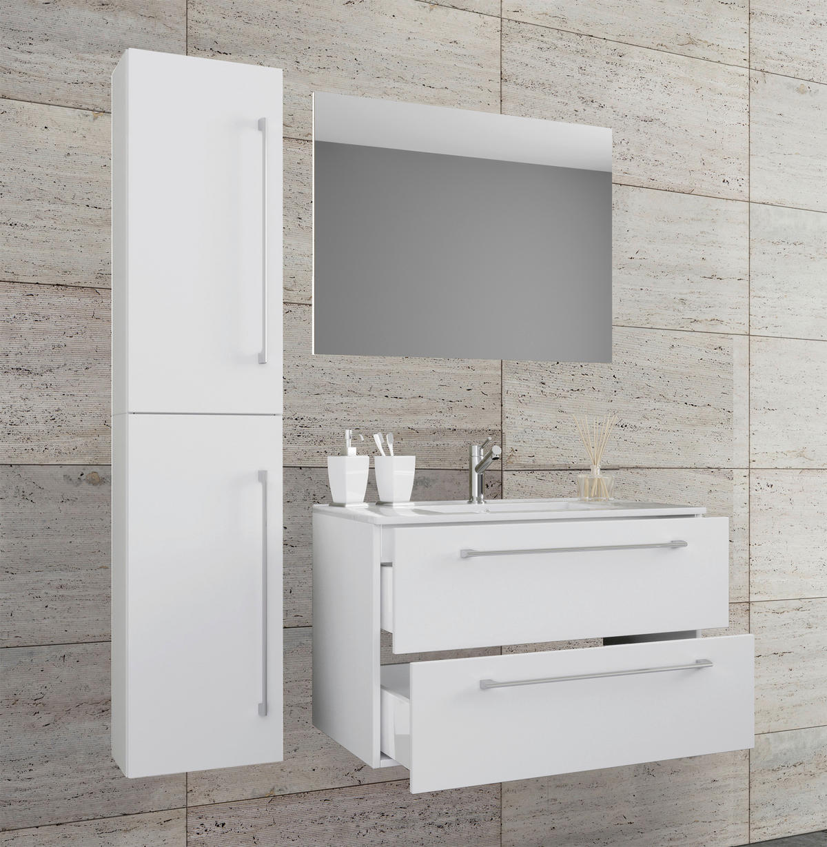 BADRUM 113 cm  - vit, Modern, trämaterial/keramik (113cm) - MID.YOU