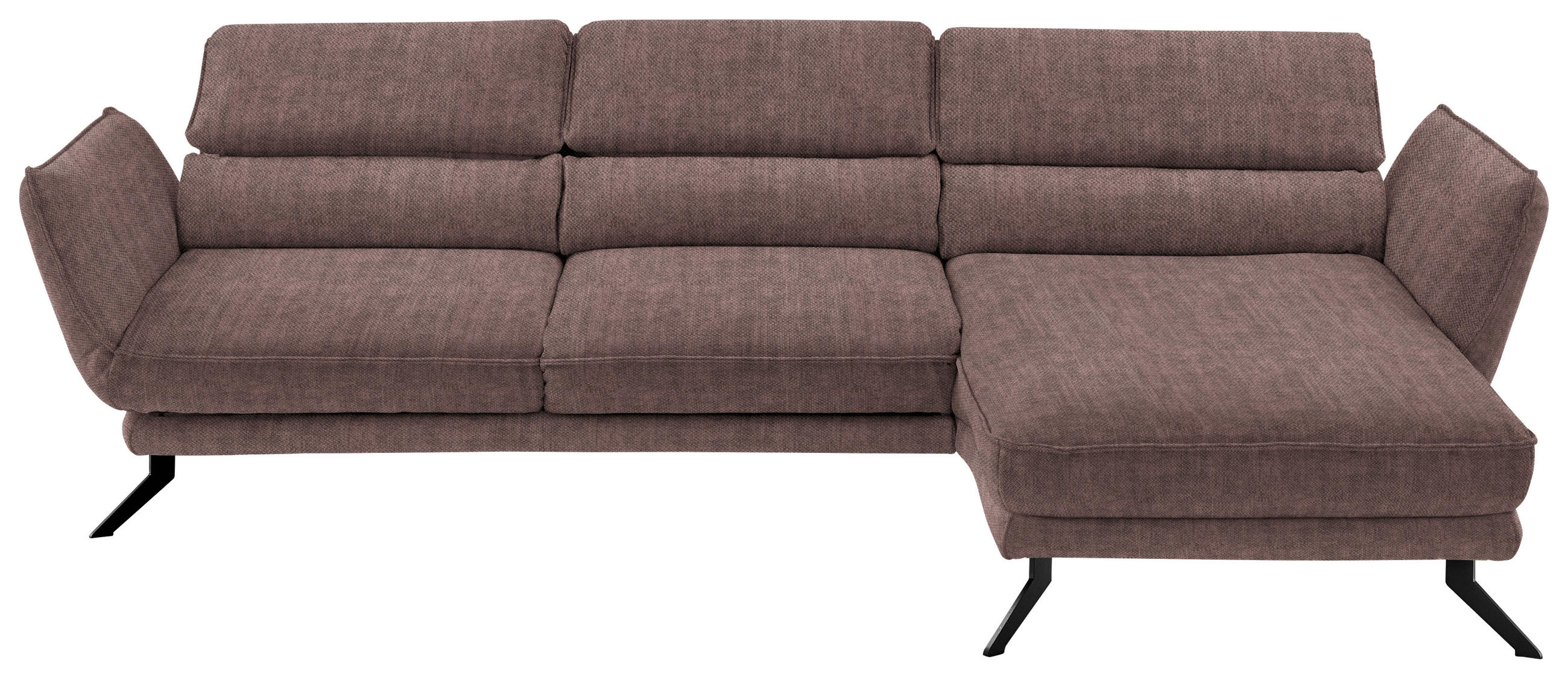 ECKSOFA Valdera in Velours Braun  283/153 cm  - Schwarz/Braun, Design, Textil/Metall (283/153cm) - Valdera