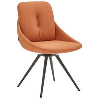 STUHL  in Stahl Mikrofaser  - Cognac/Anthrazit, Design, Textil/Metall (55/91/64cm) - Venjakob