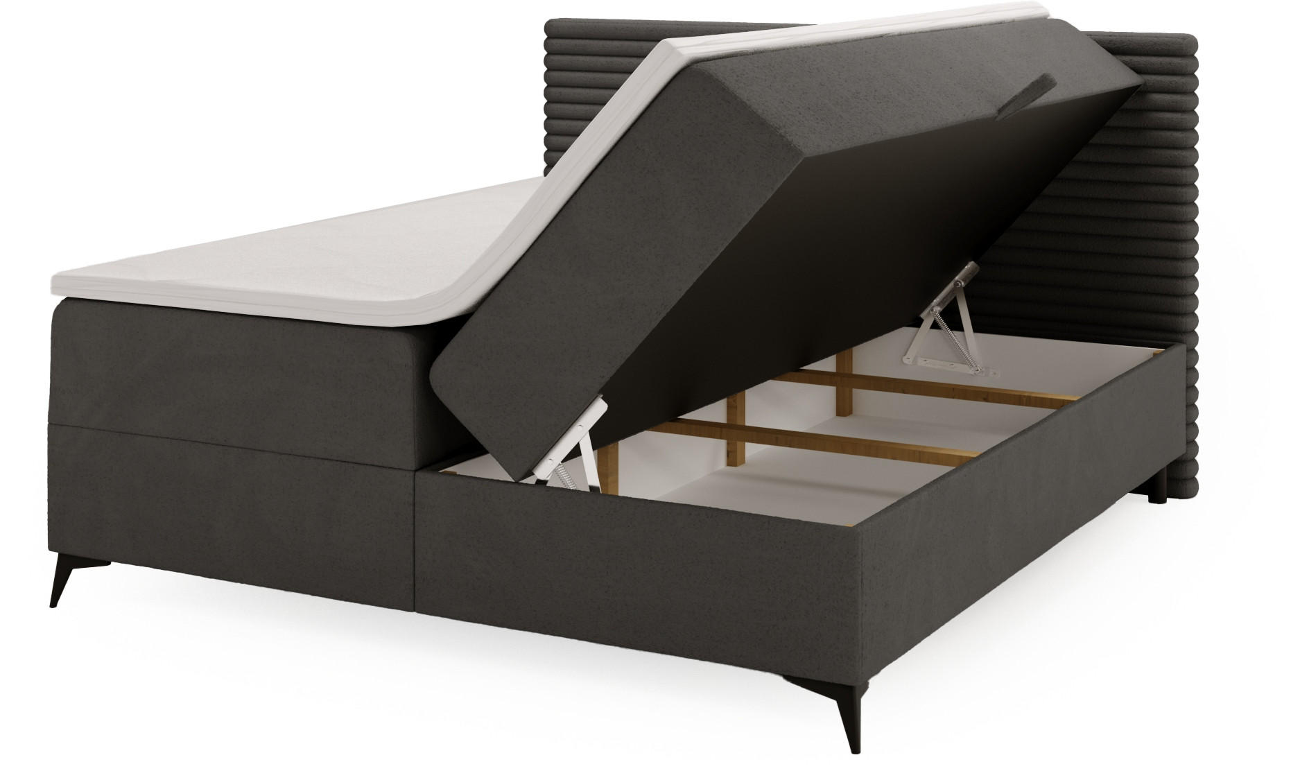 BOXBETT 160/200 cm  in Dunkelgrau  - Dunkelgrau/Schwarz, Design, Holz/Holzwerkstoff (160/200cm) - Xora