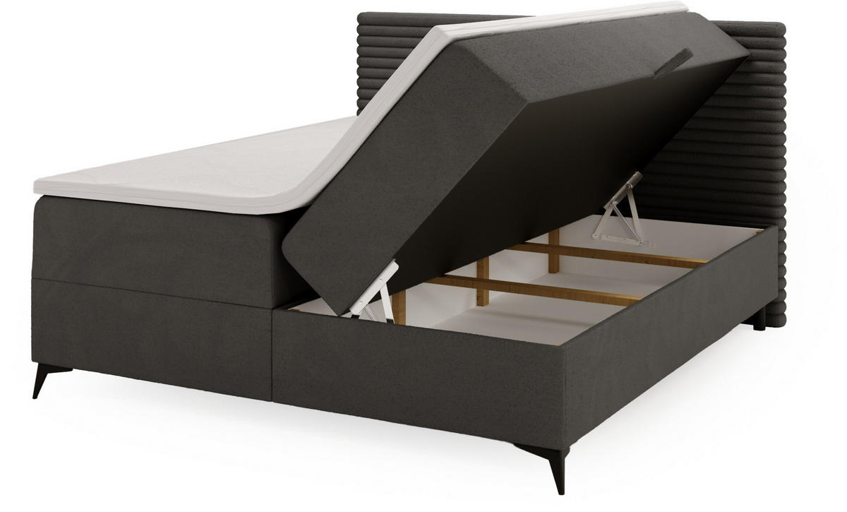 BOXBETT 160/200 cm  in Dunkelgrau  - Dunkelgrau/Schwarz, Design, Holz/Holzwerkstoff (160/200cm) - Xora