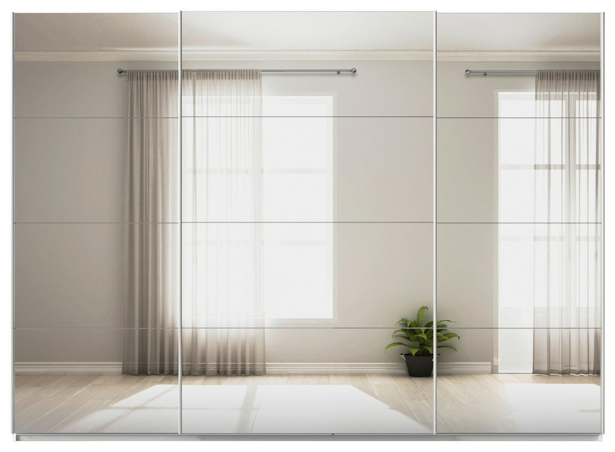 SCHWEBETÜRENSCHRANK in Weiss  - Weiss/Alufarben, Konventionell, Glas/Holzwerkstoff (315/229/62cm) - Xora
