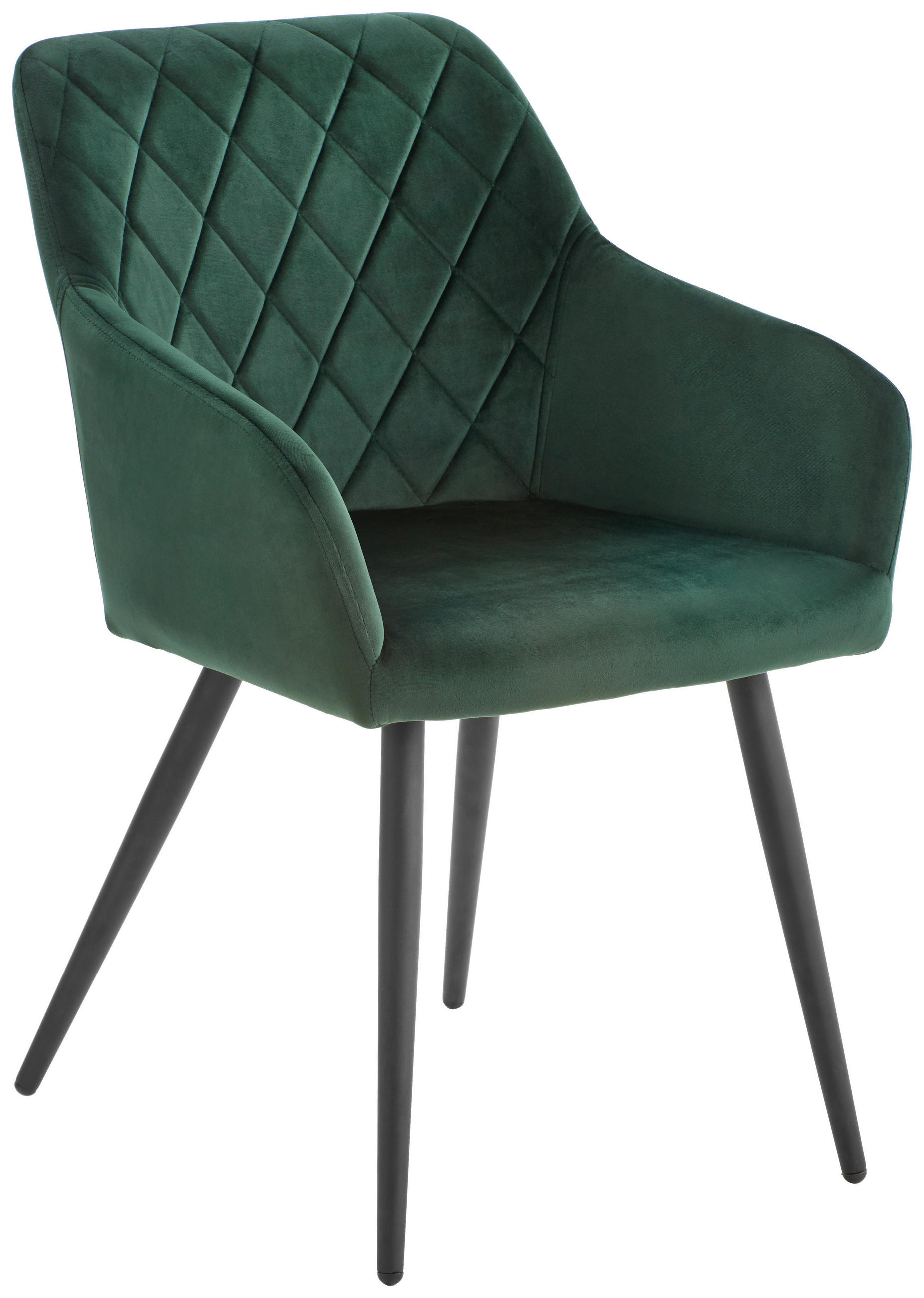 Scaun Cu Brațe din metal, textil, negru, verde închis