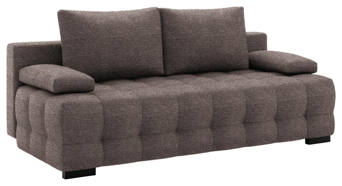 SCHLAFSOFA  mit Stoffauswahl, Schlafen auf Sitzhöhe, Rücken echt Struktur Braun  - Schwarz/Braun, KONVENTIONELL, Kunststoff/Textil (209/96/100cm) - Stylife