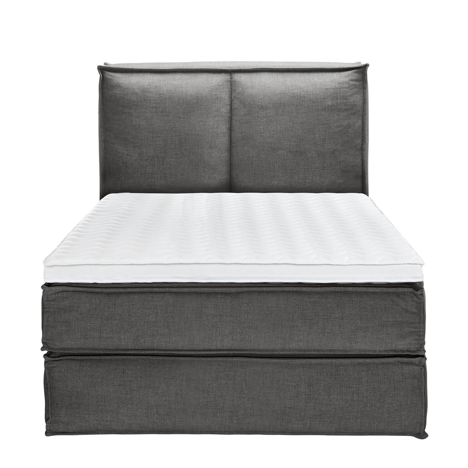 BOXSPRINGBETT 140/220 cm  in Anthrazit  - Anthrazit/Schwarz, Design, Kunststoff/Textil (140/220cm) - home24
