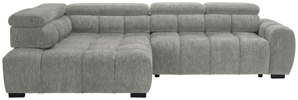 ECKSOFA inkl. Funktionen Hellgrau Webstoff  - Hellgrau/Schwarz, MODERN, Kunststoff/Textil (205/297cm) - Welnova