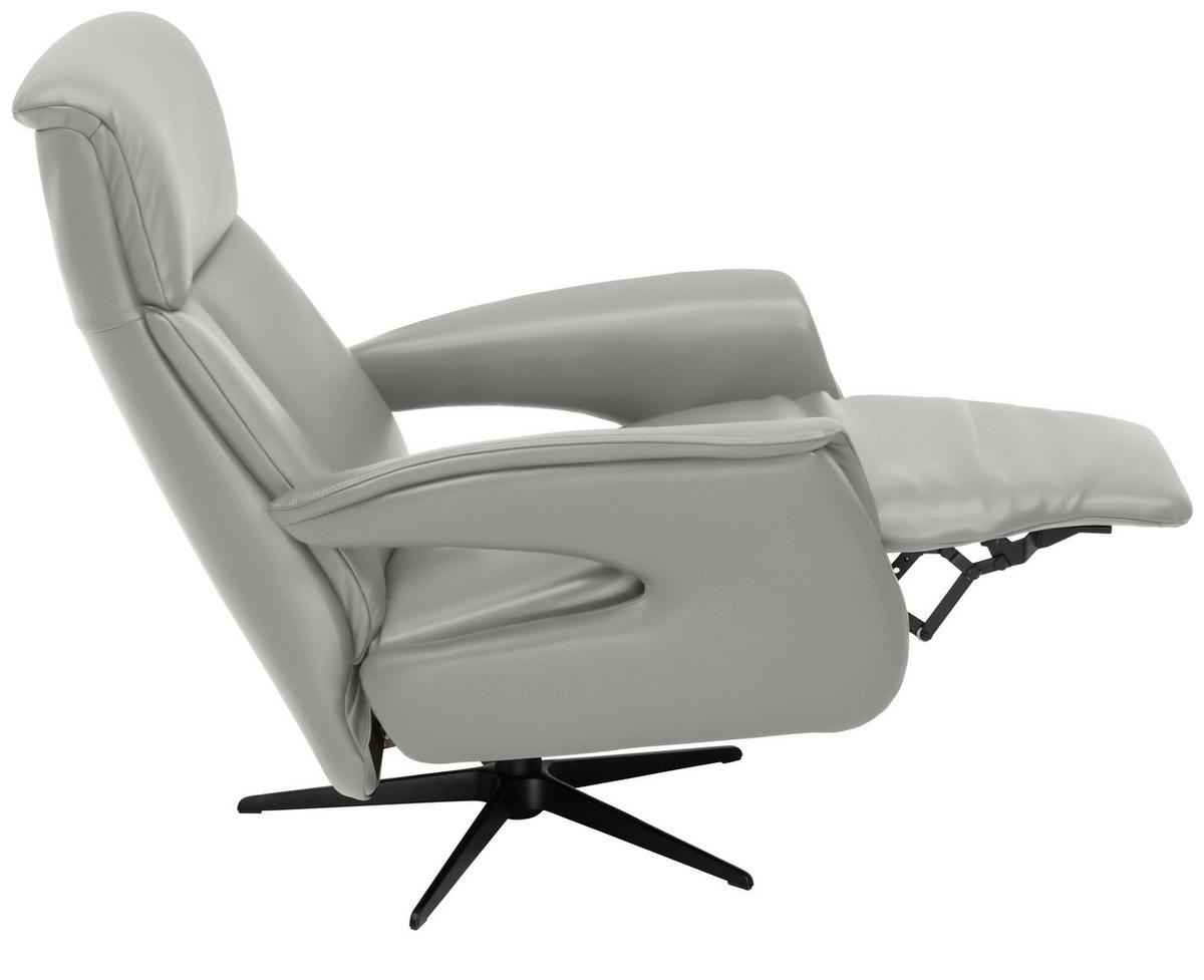 RELAXSESSEL in Leder Grau  - Schwarz/Grau, Design, Leder/Metall (78/106/88cm) - Welnova