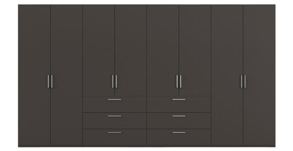 DREHTÜRENSCHRANK 400/223/61 cm,  in Graphitfarben, 8-türig  - Edelstahlfarben/Graphitfarben, Basics, Holzwerkstoff/Metall (400/223/61cm) - Novel