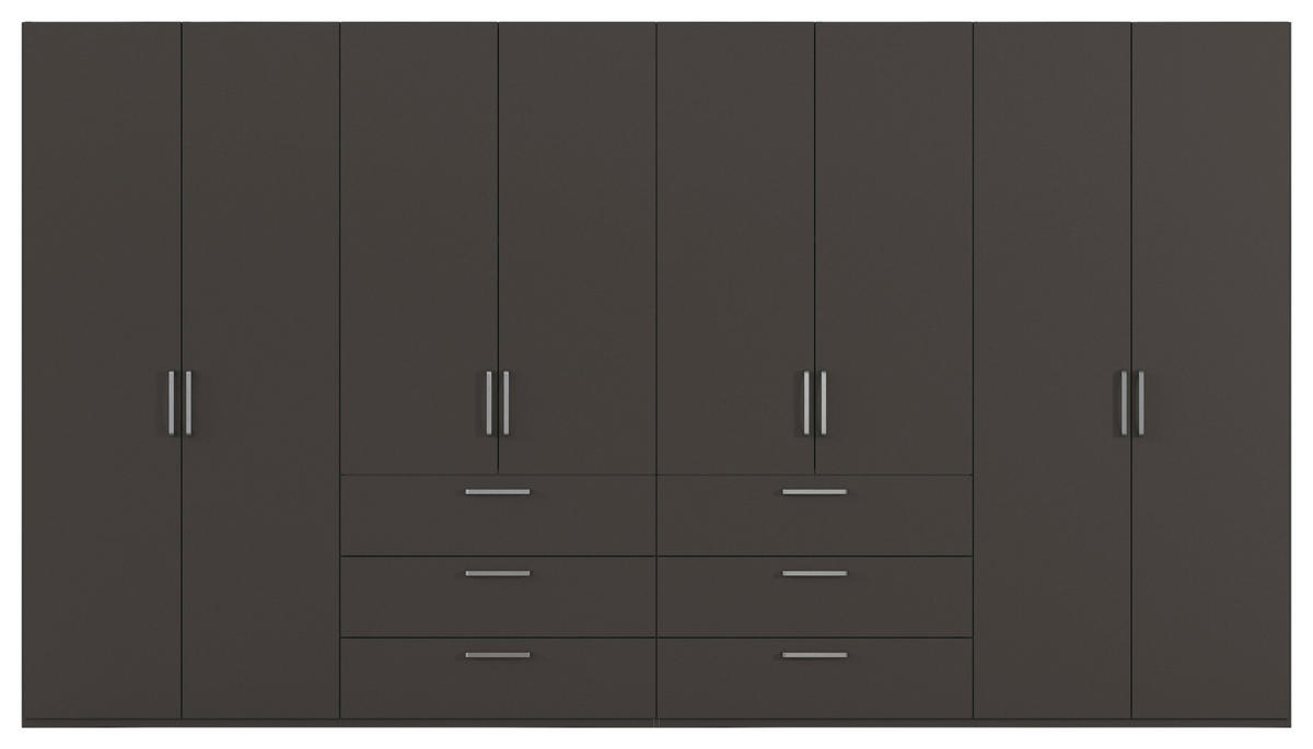 DREHTÜRENSCHRANK 400/235/61 cm,  in Graphitfarben, 8-türig  - Edelstahlfarben/Graphitfarben, Basics, Holzwerkstoff/Metall (400/235/61cm) - Novel