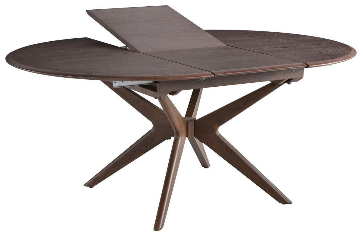 ESSTISCH 180/130/75 cm Echtholz, Nachbildung  Holz, Metall, Holzwerkstoff ausziehbar oval Walnussfarben  - Walnussfarben, MODERN, Holz/Holzwerkstoff (180/130/75cm) - MID.YOU