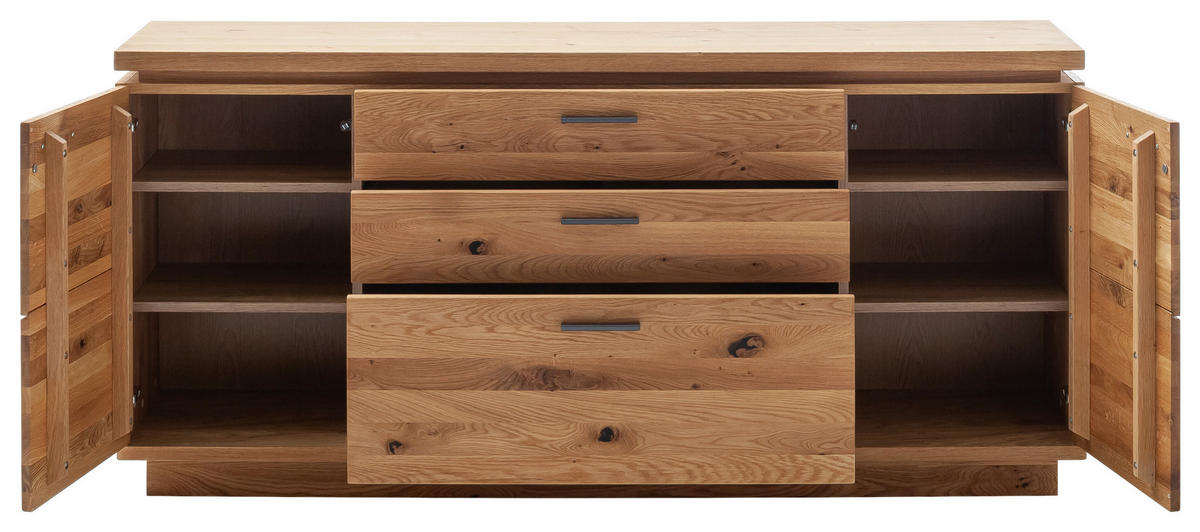 ŠIROKÁ KOMODA, trámový dub, barvy dubu, 180/84/44 cm - barvy dubu/antracitová, Natur, kov/dřevo (180/84/44cm) - Linea Natura