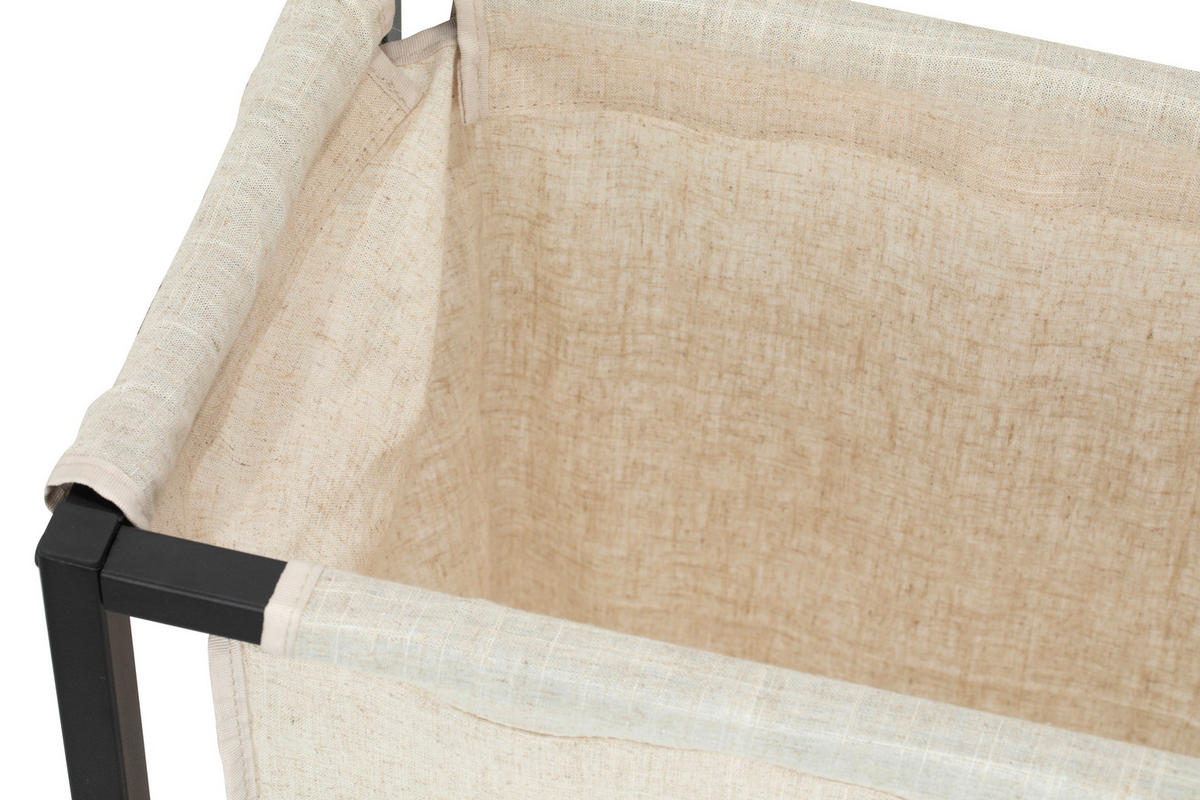 WÄSCHEKORB - Beige/Schwarz, MODERN, Textil/Metall (56/78/29cm) - PBJ