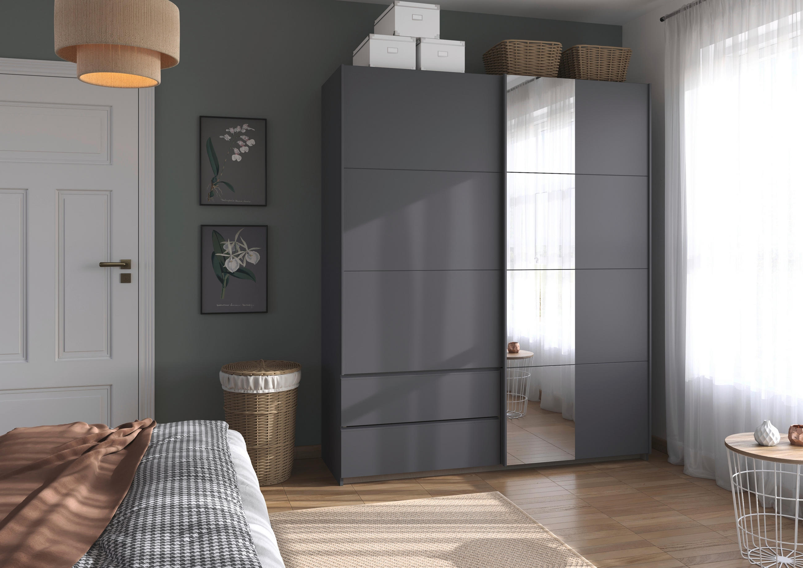SCHWEBETÜRENSCHRANK in Grau  - Grau, Modern, Holzwerkstoff (175/210/59cm) - Rauch Möbel