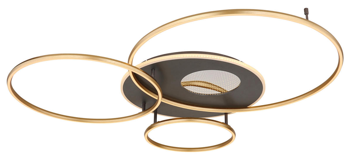 STROPNA LED-SVETILKA  INVERTINA /300-4747 lm/2700-6500 K/230 V/ - zlate barve/opal, Design, kovina/umetna masa (126,4/105,3/13cm)