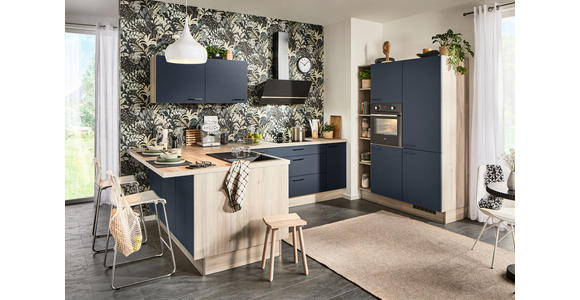 ECKKÜCHE in Blau - Blau/Schwarz, Design, Holzwerkstoff/Metall (192/280/150cm) - Xora