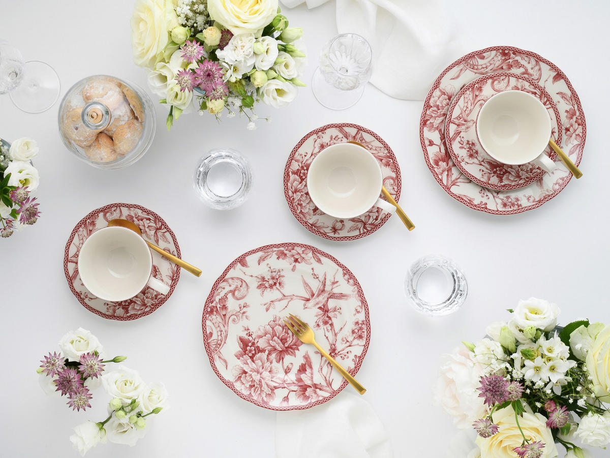 KAFFEESERVICE Weiß, Bordeaux Adelaide Rot 12-teilig  - Bordeaux/Weiß, Basics, Keramik - Creatable