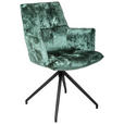 ARMLEHNSTUHL  Stoffauswahl, Sitzfläche 360° drehbar, automatische Rückholfunktion Samt  - Petrol/Schwarz, Design, Textil/Metall (59/89,5/63cm) - Novel