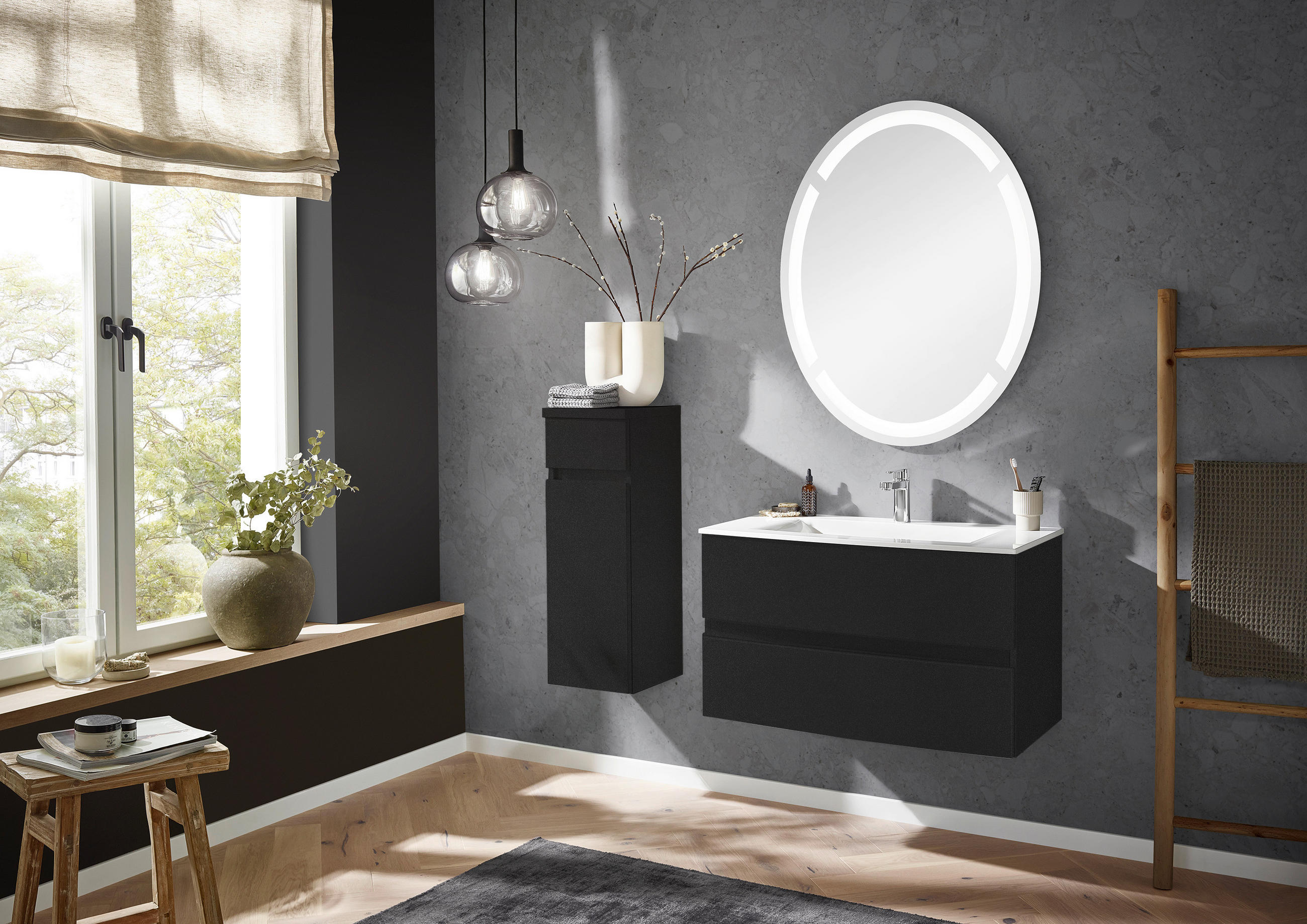 MIDISCHRANK 30/86/33 cm  - Dunkelgrau, Design, Glas/Holzwerkstoff (30/86/33cm) - Novel