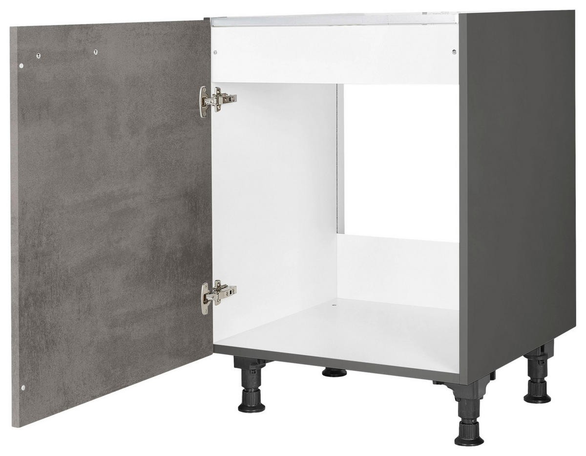 SPÜLENUNTERSCHRANK 60/87/56 cm  in Schieferfarben  - Schieferfarben/Edelstahlfarben, MODERN, Holzwerkstoff/Metall (60/87/56cm) - Nobilia
