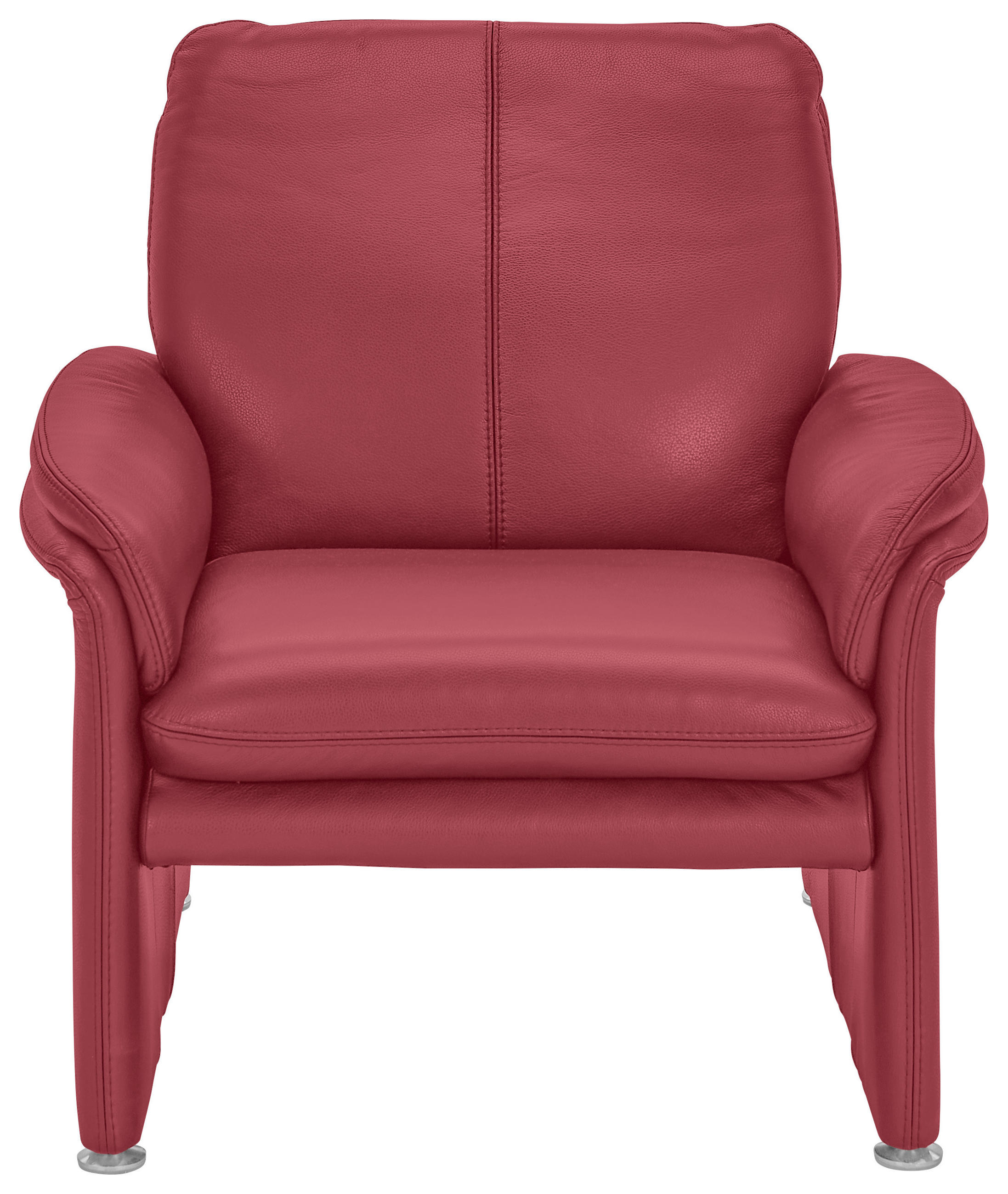 SESSEL in Echtleder Rot  - Chromfarben/Rot, KONVENTIONELL, Leder/Metall (98/90/86cm) - Celina Home
