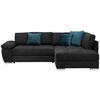 ECKSOFA  in Webstoff Schwarz, Petrol  276/212 cm  - Chromfarben/Anthrazit, Design, Kunststoff/Textil (276/212cm) - Carryhome