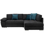 ECKSOFA  in Webstoff Schwarz, Petrol  276/212 cm  - Chromfarben/Anthrazit, Design, Kunststoff/Textil (276/212cm) - Carryhome