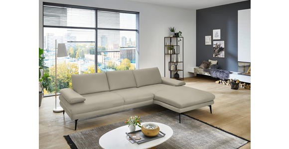 ECKSOFA Beldomo Premium in Echtleder Ecru  310/180 cm  - Ecru/Schwarz, Design, Leder/Metall (310/180cm) - Dieter Knoll