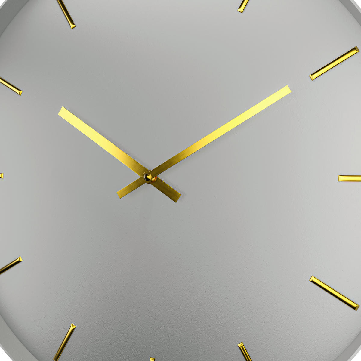 WANDUHR  Grau, Goldfarben 40 cm  - Goldfarben/Grau, Basics, Metall (40cm)