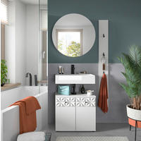 BADEZIMMER 3-teilig  in 130 cm  - Schwarz/Weiß, MODERN, Glas/Holzwerkstoff (130cm) - MID.YOU