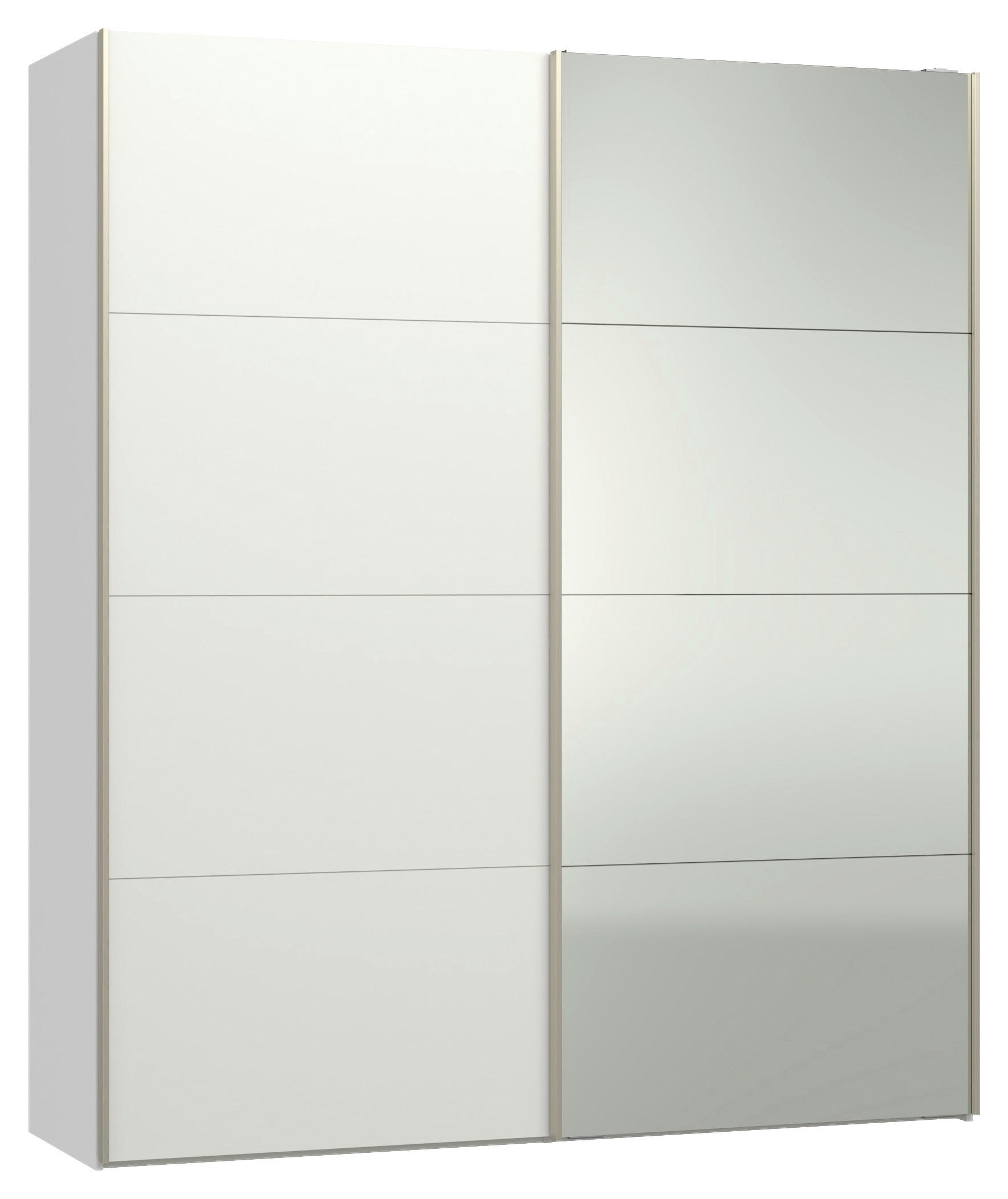 SCHWEBETÜRENSCHRANK 203/236/65 cm 2-türig Weiß  - Edelstahlfarben/Weiß, Design, Glas/Holzwerkstoff (203/236/65cm) - Jutzler