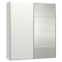 SCHWEBETÜRENSCHRANK 203/236/65 cm 2-türig Weiß  - Edelstahlfarben/Weiß, Design, Glas/Holzwerkstoff (203/236/65cm) - Jutzler